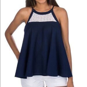 Lauren James Navy Cassidy Swing Tank Seersucker